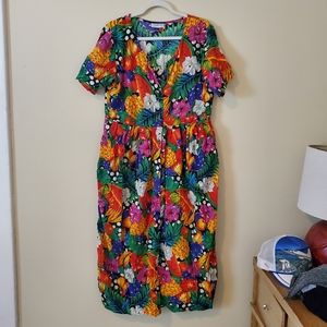 Vintage Tropical Fruit Dress